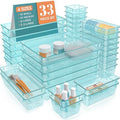 33 PCS Plastic Drawer Organizers Set, 4 Size Desk Drawer Organizer Trays by StorMiracle
