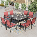 HERA'S HOUSE 9pc Outdoor Patio Dining Set for 8, Textilene Chairs, Red by HERASHOUSE