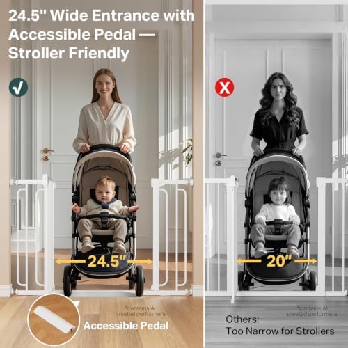 Cumbor 36.6-64 in Extra Wide Baby Gate for Stairs, Dog Gate Indoor, White - Image 6