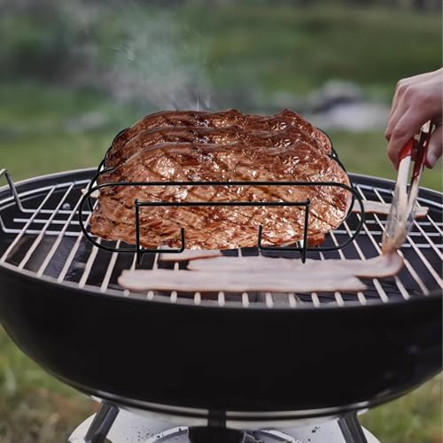 2 Rib Racks for Smoking with Large Silicone Basting Pastry Brushes for Cooking, 11in Black Grill Rack Non-Stick Porcelain-Coated Steel, Perfect for Grilling, Smoking, and Outdoor BBQ Set - Image 4