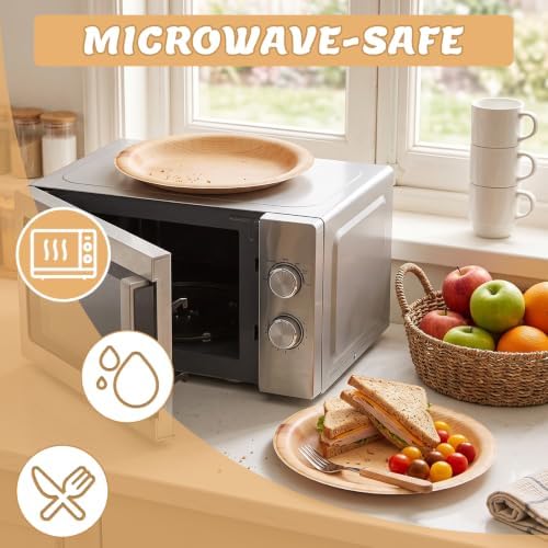 30 Pcs Wood Grain Paper Plates 10 Inch, Double Thick & Extra Sturdy Wood Paper Plates, Microwave Safe, Soak Proof Disposable Plates for Woodland Baby Shower, Camp Party, Birthday Party - Image 6