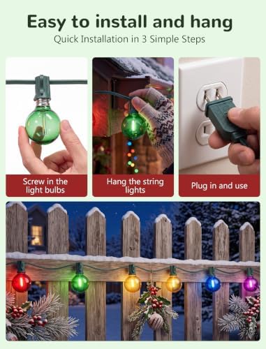 25FT G40 LED Multicolor Outdoor String Lights, 25 Shatterproof Globe Bulbs - Image 7