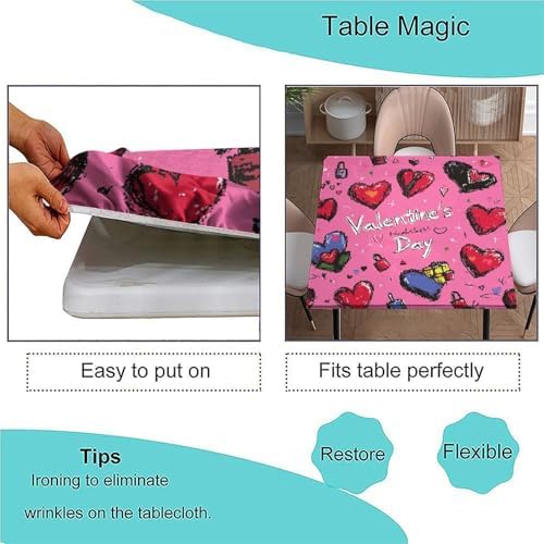 Stall Tablecloth, Love is in The Air Pattern Printed on Oilproof Cover for Card Table, Perfect for Everyday Use Home Decor, Fit for 42" x 42" Square Tables - Image 3