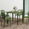 Costaelm Outdoor Dining Table for 4, Square Metal Patio Table, 4-Person Weather Resistant Steel Slat Table for Lawn Garden Backyard, Olive Green by Costaelm