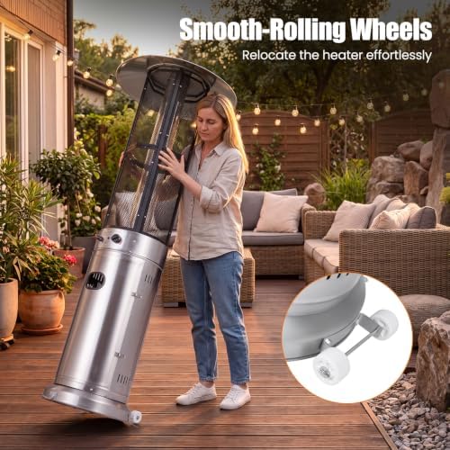 Tangkula Propane Patio Heater with Wheels, Easy Ignition, 34,000 BTU - Image 4
