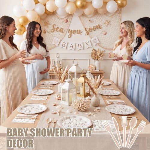 Zubebe 175 Pcs Sea You Soon Baby Shower Party Supplies Tableware Serves 25 - Image 4