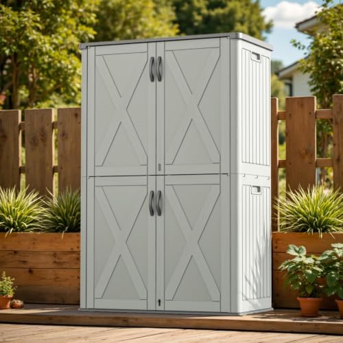 Patiowell 50 Cu.ft Resin Horizontal Outdoor Storage Shed, Plastic Cabinet by Patiowell