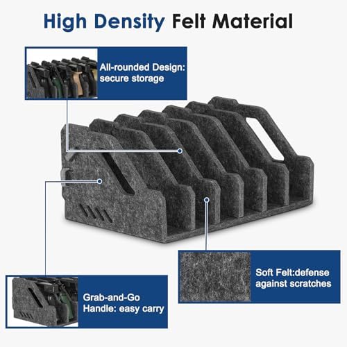 Pistol Rack for Gun Safe, Soft Felt, Handgun Rack, Revolver Firearm Holder - Image 3