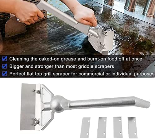 Grill Scrapers with Replacement 4 Blades and Small Slant Edge Grill Scraper,Heavy Duty Casting Commercial Griddle Scraper for Restaurants, Bars, Diners, Outdoor Grill Cleaning - Image 2