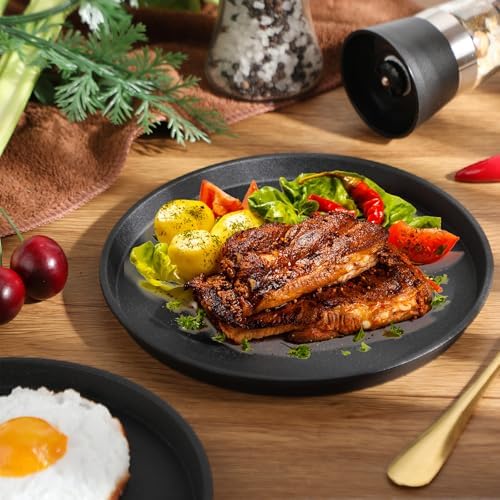 Maxdot 2 Pcs 9.8 Inch Cast Iron Grill Pan Round Pizza Pan Skillet for BBQ - Image 4