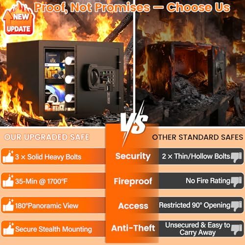 Small Fireproof Safe Box | 1800℉ 35-Min Real Test Fire Safe | 1.2 Cuft Safe - Image 4