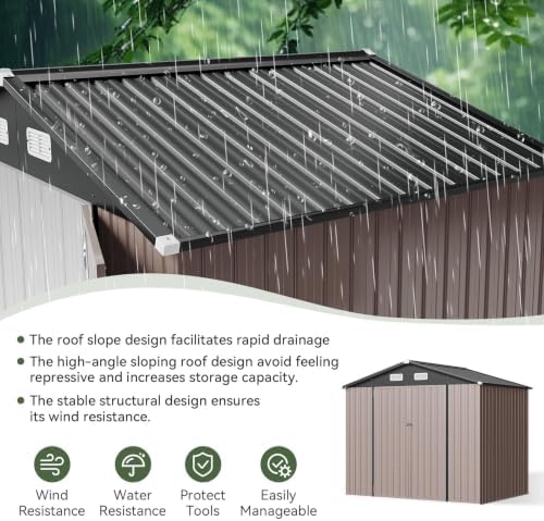 Aoxun 8x6 FT Shed Outdoor Storage Shed with Floor Brown - Image 5