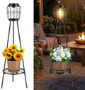 MXwcy Solar Lights Outdoor with LED Edison Bulbs, Solar Floor Lamp with Plant Stands for Garden Yard Pathway Driveway Front/Back Porch Decoration by MXwcy