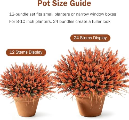 24 Bundles Fall Faux Outdoor Plants, UV Resistant Artificial Fake Lavender with Monkey Grass, Realistic Faux Lavender Greenery Shrubs for Patio Porch Yard Garden Pathway Window Box Fall Home Decor - Image 2