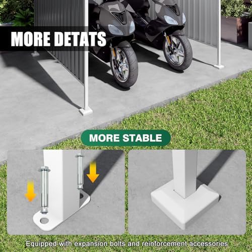 6x6FT Open Air Storage Shelter, Metal Outdoor Garden Shed, Doorless Patio Organizer for Bikes Motorcycle BBQ Tools Pet House Weather Resistant Backyard Storage Cover Canopy Utility Shelter - Image 3