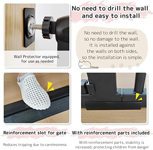 Lumizone 61.02" Extra Tall Pet Gate for Cat Dog 63.39"-67.90" Wide Black - Image 6