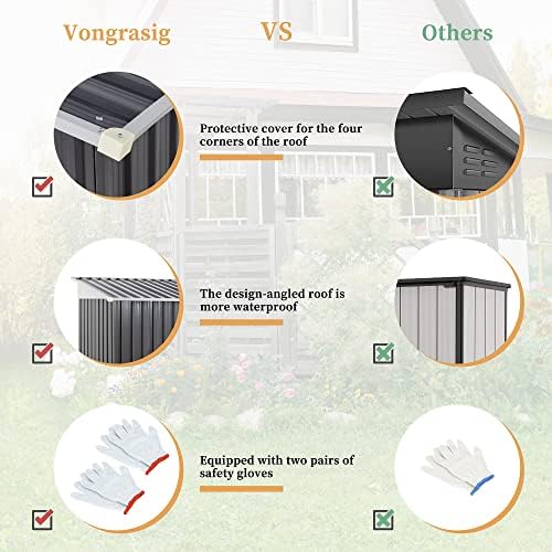 Vongrasig Outdoor Storage Shed, 6 x 4 FT Outside Metal Garden Shed with Window and Lockable Door, Waterproof Tool Shed for Backyard Patio, Lawn and Garden (Dark Gray) - Image 5