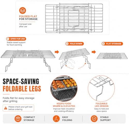 Hisencn Universal Adjustable Warming Rack for Gas Pellet Griddle Smoker - Image 5