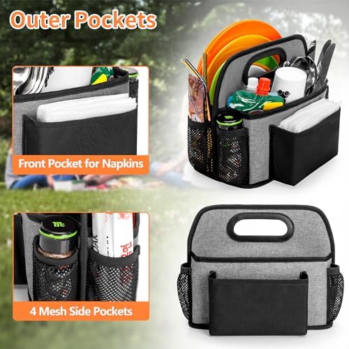 HODRANT Paper Plate Organizer with 4 Rooms for Cup Fork Spoon Napkin - Image 4