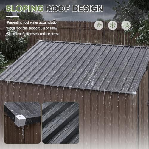 Aoxun 4x6 FT Lean-to Metal Storage Shed,Sloped Roof Outdoor Garden Cabinet - Image 6