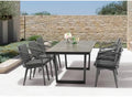 Outdoor Dining Table - Stainless Steel Base, Dark Grey Finish, Seats 6-8 by Homestock