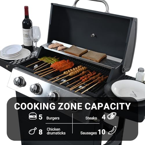 Endark 4-burner | 34,000 BTU all-purpose cast iron bbq grill | Perfect for outdoor cooking, garden, poolside, tailgating and hiking | great for roasting, searing, kebabs - Image 3