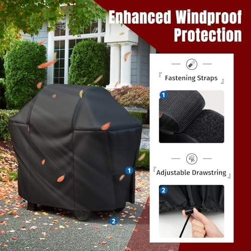 SHINESTAR 49-52in Grill Cover,Windproof with Magic Tape & Drawstring Bottom - Image 3