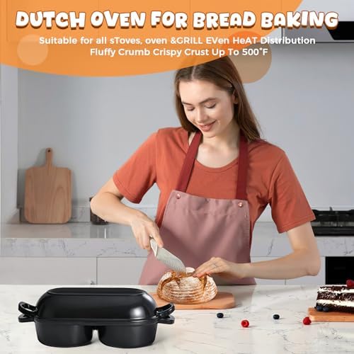 Mini Double Dutch Oven for Sourdough Bread Baking, 2.6QT (Black) - Image 4