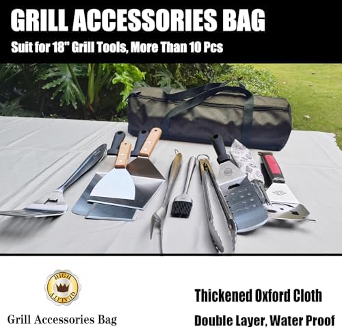 Grill Utensil Storage Bag for Outdoor Grilling, 19.6 x 6 x 6 in, Green - Image 2
