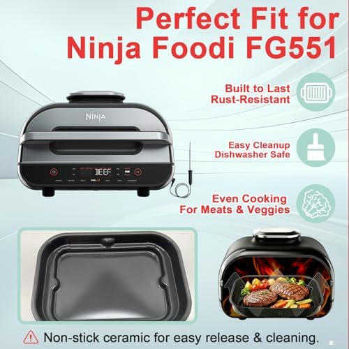 Foodi Smart Grill Pans & Air Fryer Liners for Ninja FG551 Foodi XL 6-in-1 Indoor Grill, Non-Stick Air Frying Griddle Plate with Disposable Perforated Paper for Ninja Air Fryer Accessories - Image 3