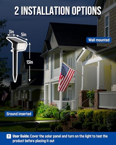 AUDERWIN Solar Spot Lights Outdoor Waterproof, 2 Packs, Neutral White - Image 3