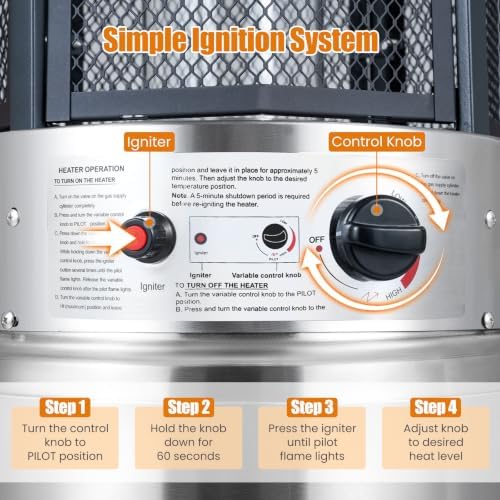 Tangkula Propane Patio Heater with Wheels, Easy Ignition, 34,000 BTU - Image 6