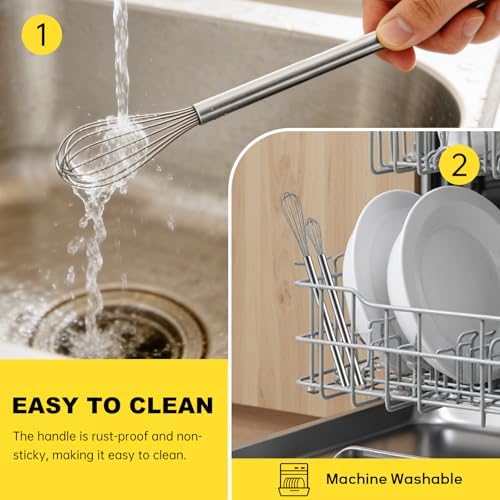 NileHome Mini Whisks Stainless Steel Whisk Set 9" 11"-Kitchen Small Wisk - Image 5
