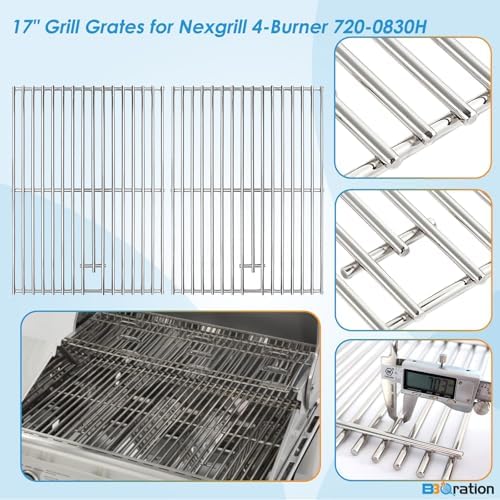 17" Grill Grates for Nexgrill 4-Burner 720-0830H 720-0783E Nexgrill Replacement Parts 5 Burner 720-0888N 720-0888 720-0697, Cooking Grate Grill Parts for Kenmore, Uniflame and More - Image 3