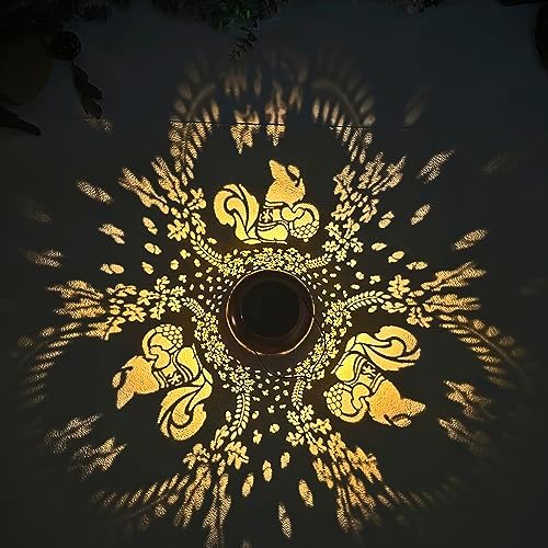2 Pack Squirrel Solar Lanterns Outdoor Waterproof Hanging Solar Lights Squirrel Gifts for Women Men Metal Decorative LED Lanterns for Yard, Patio, Lawn, Tabletop, Pathway, Landscape, Garden Decor - Image 2