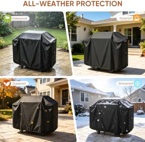 Grill Cover for HAPPYGRILL Charcoal Grill with 2 Side Tables, BBQ Cover - Image 7