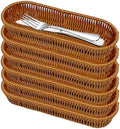 Silverware Organizer Basket, Silverware Basket for Drawer, Small Wicker Bread Cracker Baskets 6 Pack, Stackable Wicker Storage Baskets for Spoons Forks Knives Stationery (Oval) by Unknown