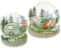 Nefelibata 50 pcs One Happy Camper Disposable Paper Plates with Sage Green Camp Van Camping Birthday Favors Bachelorette Happy Camper for Boys Girls Outdoor Party Table Food Tray by Nefelibata