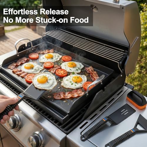 Cast Iron Griddle for Gas Grill with 5-Piece Griddle Tool Kit, 17" x 13" - Image 2