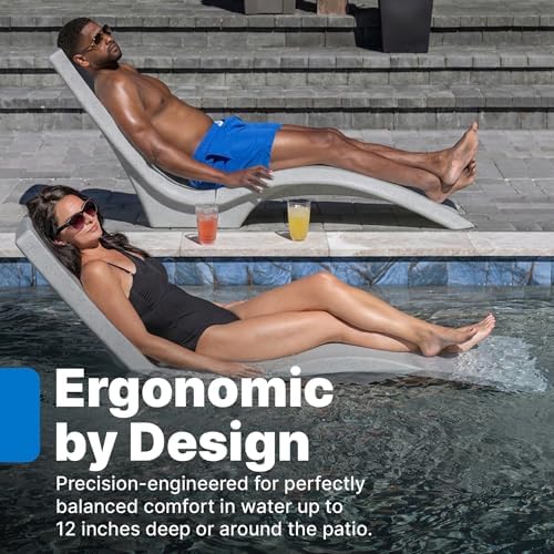 Step2 Vero Pool Lounger, in-Pool Chaise Lounge Chair for Tanning Ledges up to 12 in, Outdoor Patio Chair, Weighted, Grey w/Speck - Image 4