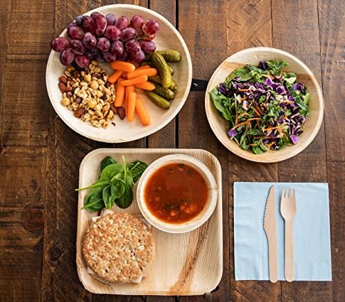 Raj Bamboo Bulk Bowls 7" 200 Square Bowl Bamboo Bowls Disposable, Decorative Compostable Tableware for wedding, Lunch, Dinner, Birthday, Camping, Outdoor BBQ, Picnic - Image 3