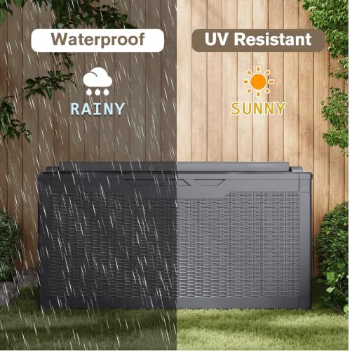 JUMMICO 100 Gallon with Cushion Deck Box, Waterproof Outdoor Storage Box - Image 7