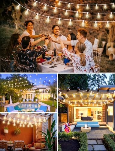 Brightever Outdoor String Lights with Remote, 200FT LED Patio Lights with 62 ST38 LED Filament Bulbs, 3 Lighting Modes, 3H/5H Timer, Waterproof IP65 String Light for Outside, E12 Socket Base, White - Image 7