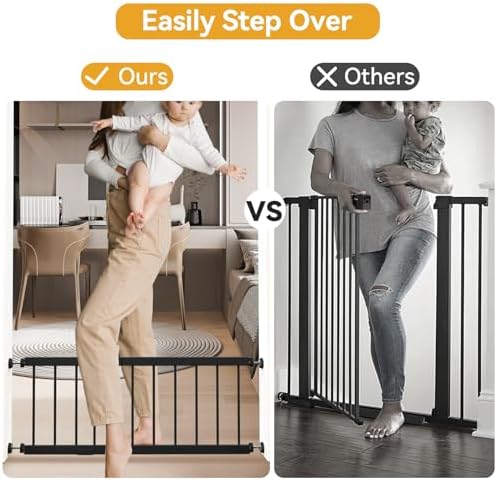 Dog Gate Indoor,18"-45" Adjustable Extra Wide Metal Short Dog Gate to Step Over, 18" Tall Small Pet Gate with 3 Extension Kits, Pressure Mounted Gate for Doorways & Stairs Black - Image 5