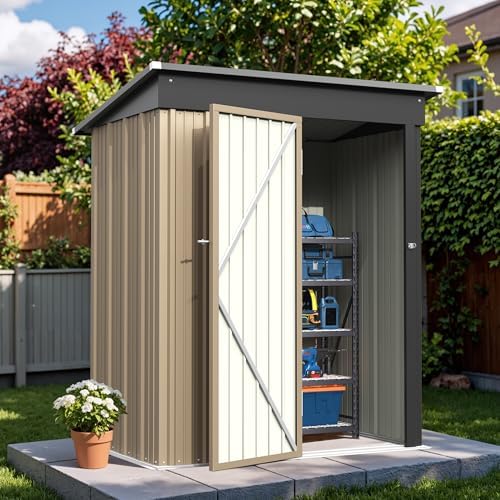 Greesum 5 x 3 FT Metal Outdoor Storage Shed, Brown by BuynowfromGreesum