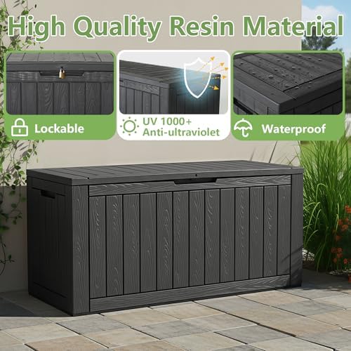 KAMABOKO 120 Gallon Outdoor Storage Box Waterproof Deck Box for Patio - Image 3