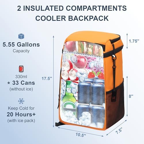 SPARTER Backpack Cooler Insulated 33/49 Can Leakproof Waterproof Bag Beach - Image 2