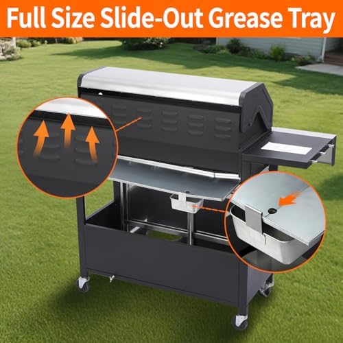 69000 BTU Output Propane Gas Grill with Side Burner and 6 Main Burners - Double-layer Stainless Steel Lid, Cast Iron Grids and Plate, Easy-Clean Grease Management for Perfect BBQs - Image 6