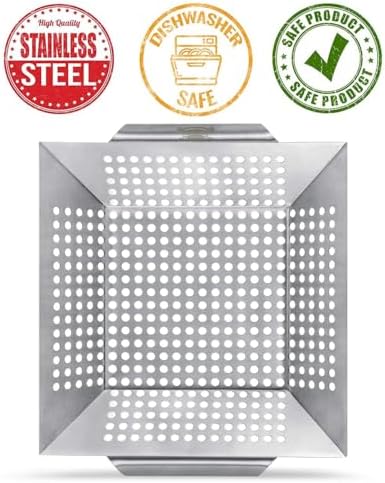 3 Pack Grill Baskets for Outdoor Grill, Heavy Duty Stainless Veggie Pan Set - Image 5