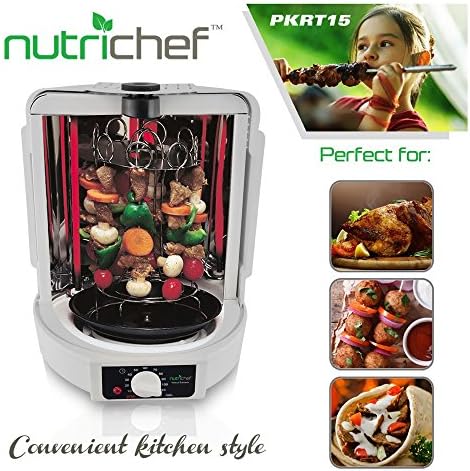 NutriChef Vertical Rotisserie Oven Roaster - Rotating Shawarma/Kebab Machine with Skewer and Rack, Basket Tower, Roasting Rack, Poultry Tower, Drip Tray - For Meat Chicken Turkey Lamb - PKRT15 White - Image 4